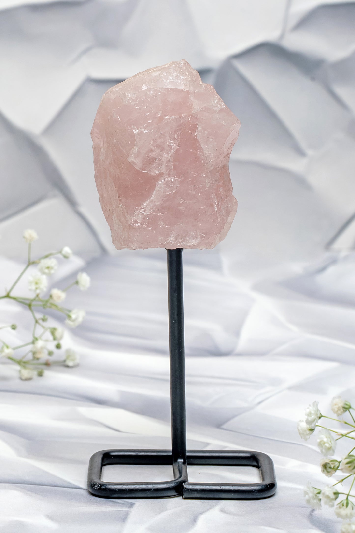 Rose Quartz Rough Display Stand – Embrace Love, Radiate Calm
