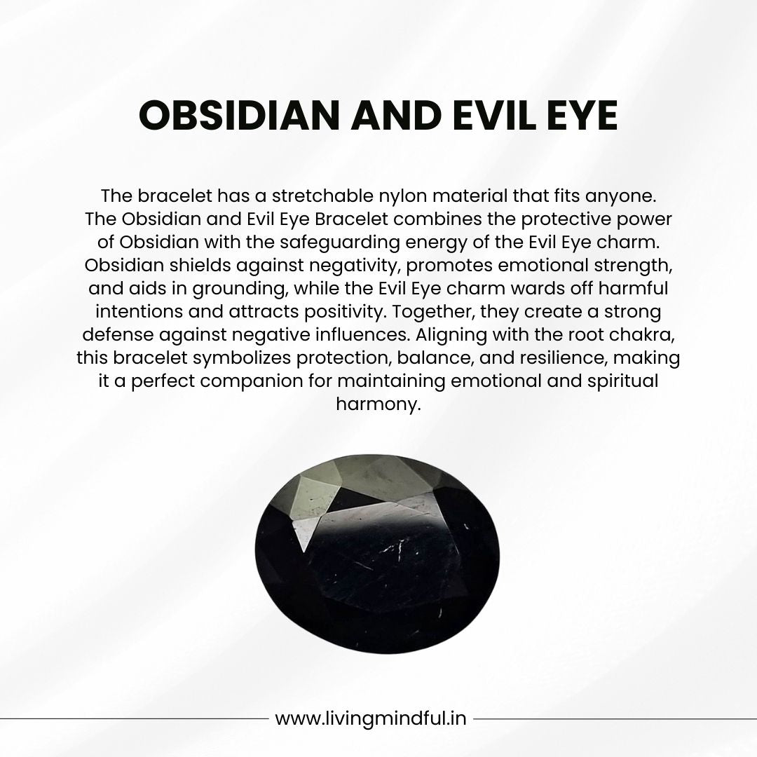 Obsidian & Evil Eye Bracelet - Protection
