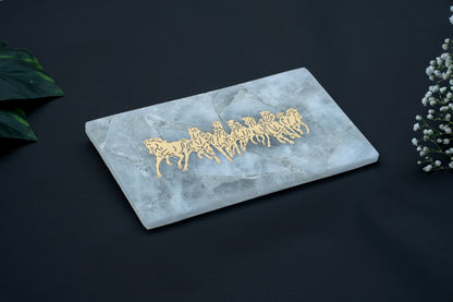 Selenite Charging Plate – 7 Horses Engraving