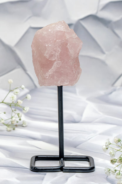 Rose Quartz Rough Display Stand – Embrace Love, Radiate Calm