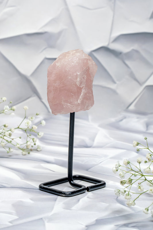 Rose Quartz Rough Display Stand – Embrace Love, Radiate Calm