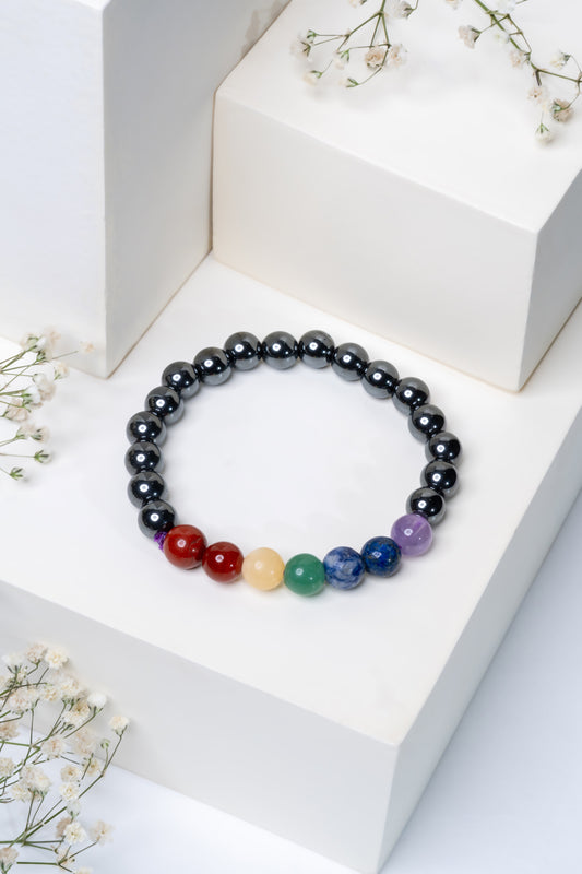 Seven Chakra and Hematite Bracelet