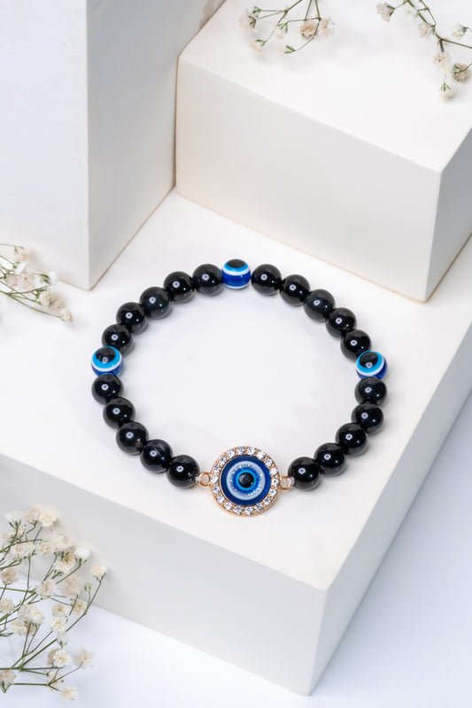 Obsidian & Evil Eye Bracelet -  Protection