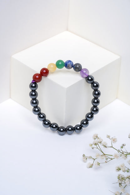 Seven Chakra and Hematite Bracelet