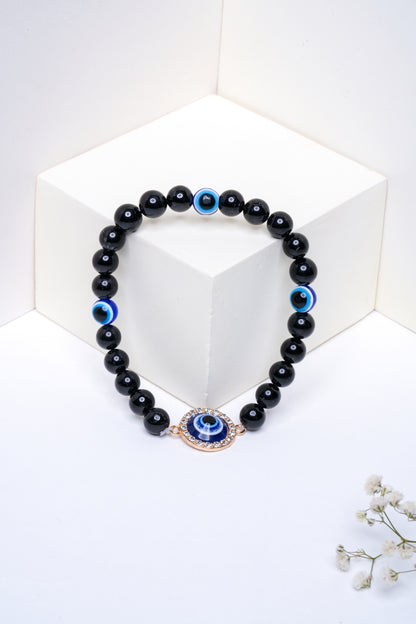 Obsidian & Evil Eye Bracelet -  Protection