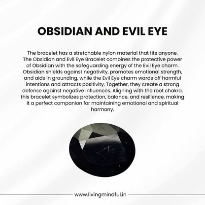 Obsidian & Evil Eye Bracelet -  Protection