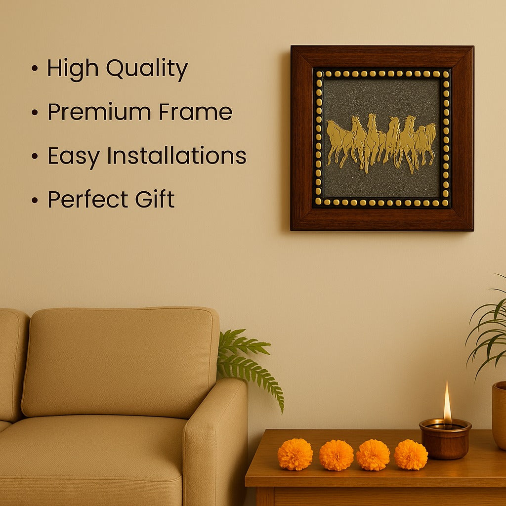 Money Magnet Pyrite Plate with 7 Horses: The Wealth-Attracting Showpiece