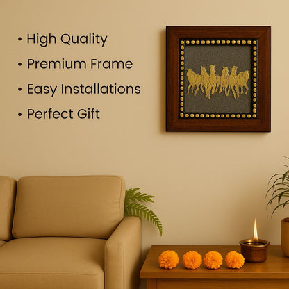 Money Magnet Pyrite Plate with 7 Horses: The Wealth-Attracting Showpiece