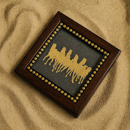 Money Magnet Pyrite Plate with 7 Horses: The Wealth-Attracting Showpiece