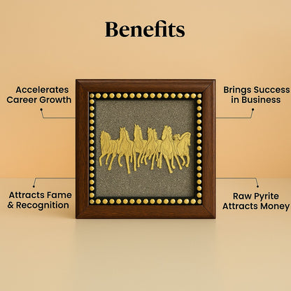 Money Magnet Pyrite Plate with 7 Horses: The Wealth-Attracting Showpiece